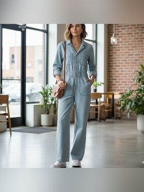 Universal Thread Womens Denim Utility Jumpsuit Size 6 Light Wash Cotton NWT